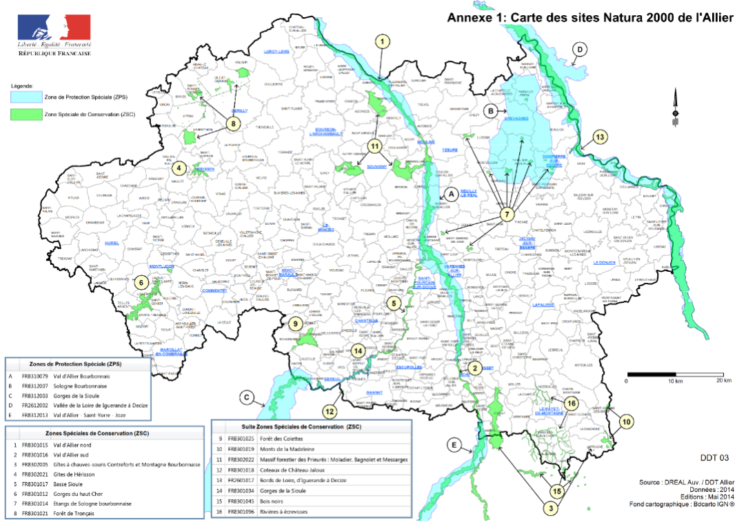 carte N2000 Allier